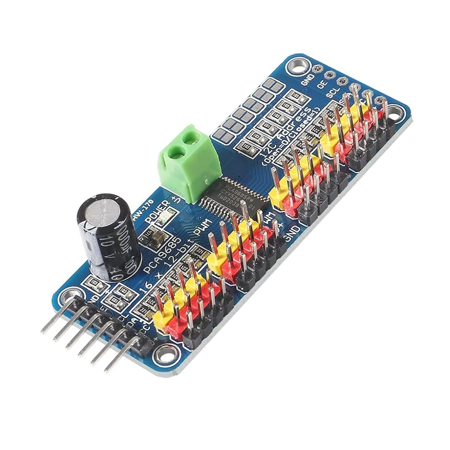 Aokin 1 Stück 16-Kanal-PWM-Servo-Treiberplatine Roboter-Controller IIC-Schnittstellen-Treibermodul PCA9685
