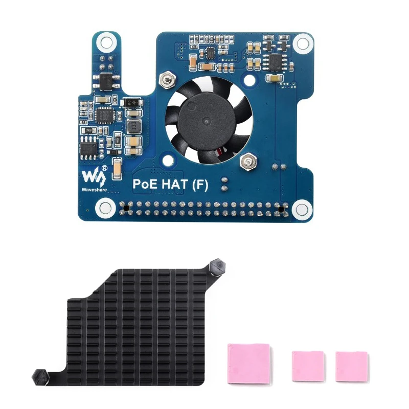 Raspberry Pi 5 PoE HAT (F) 802.3af/at Hochleistungs-PoE-Modul mit integriertem Kühlventilator