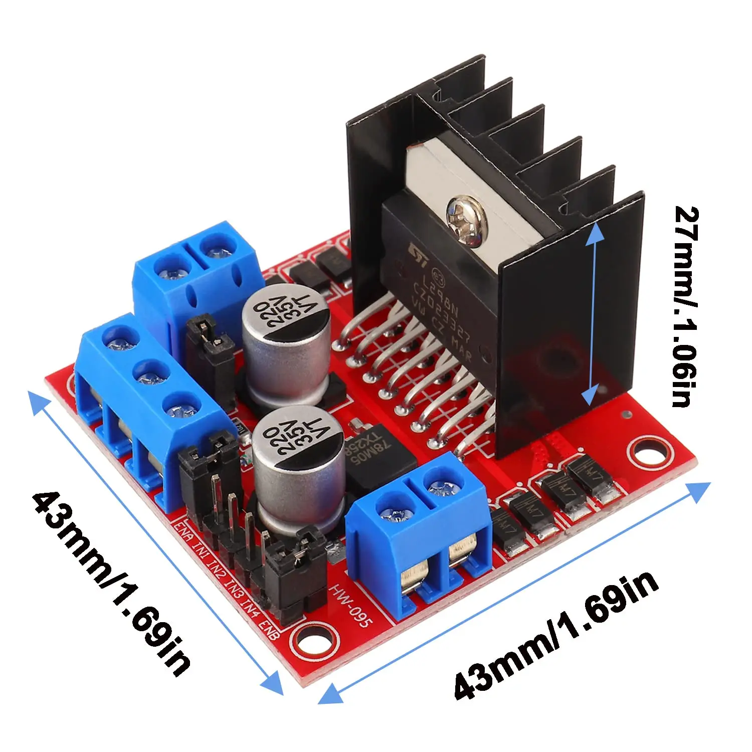L298N Motorsteuerplatine L298 Modul für Arduino Dual H-Brücke DC Schrittmotor Smart Car Roboter