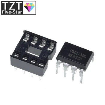 (je 5) NE555 NE555P IC 555 Timer-Programmier-Oszillator-Chip und 8-polige DIP-Sockel (10 Stück)