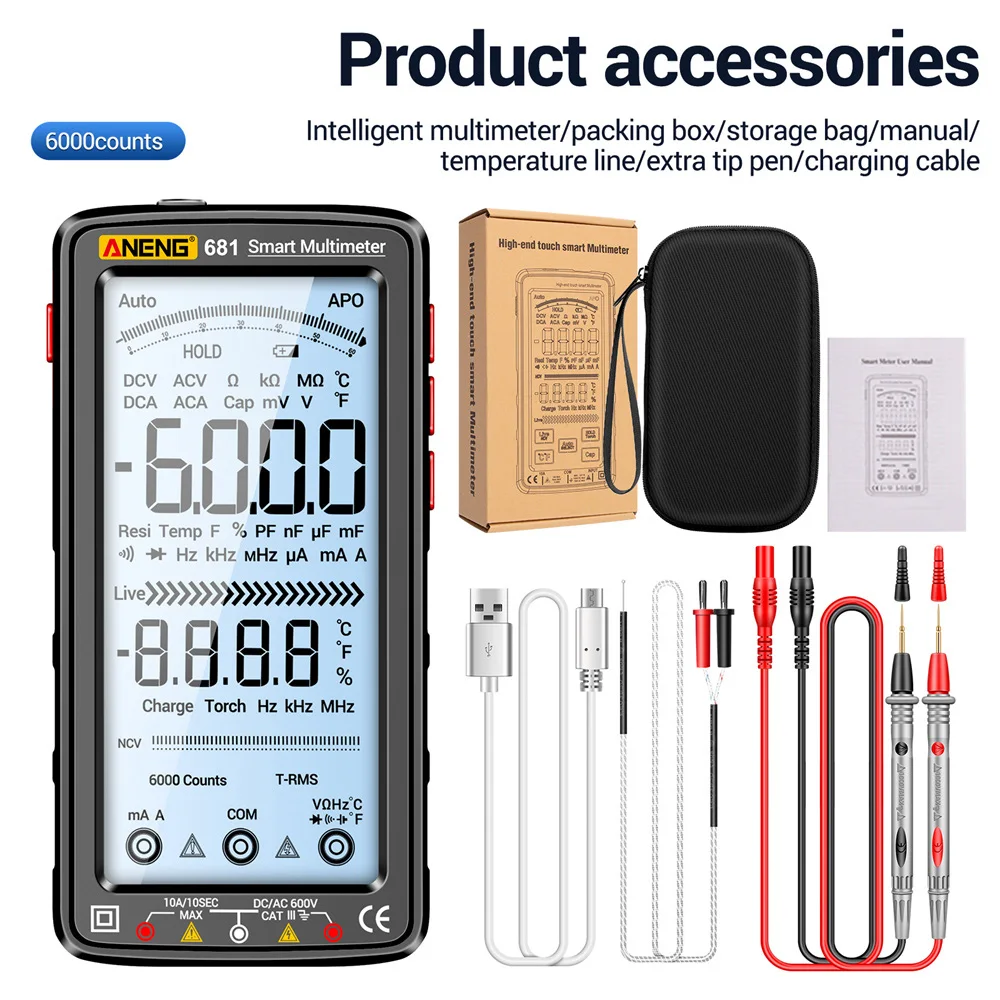 Digitalmultimeter ANENG 683 682 681 Smart High Touch 6000 Zählt Multimeter AC/DC Spannungsprüfer Strom