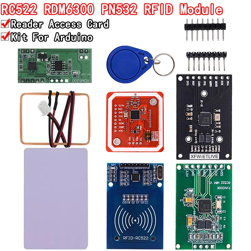 NFC-RFID-Modul RC522 MFRC-522 PN532 RDM6300 Kits S50 13,56 MHz 125 kHz 6 cm mit Tags SPI Write & Read