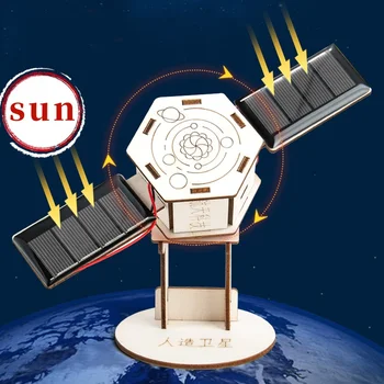 DIY Solarbetriebenes Künstliches Satellitenmodell-Bausatz - Lehrreiches MINT-Spielzeug für Kinder und Schüler