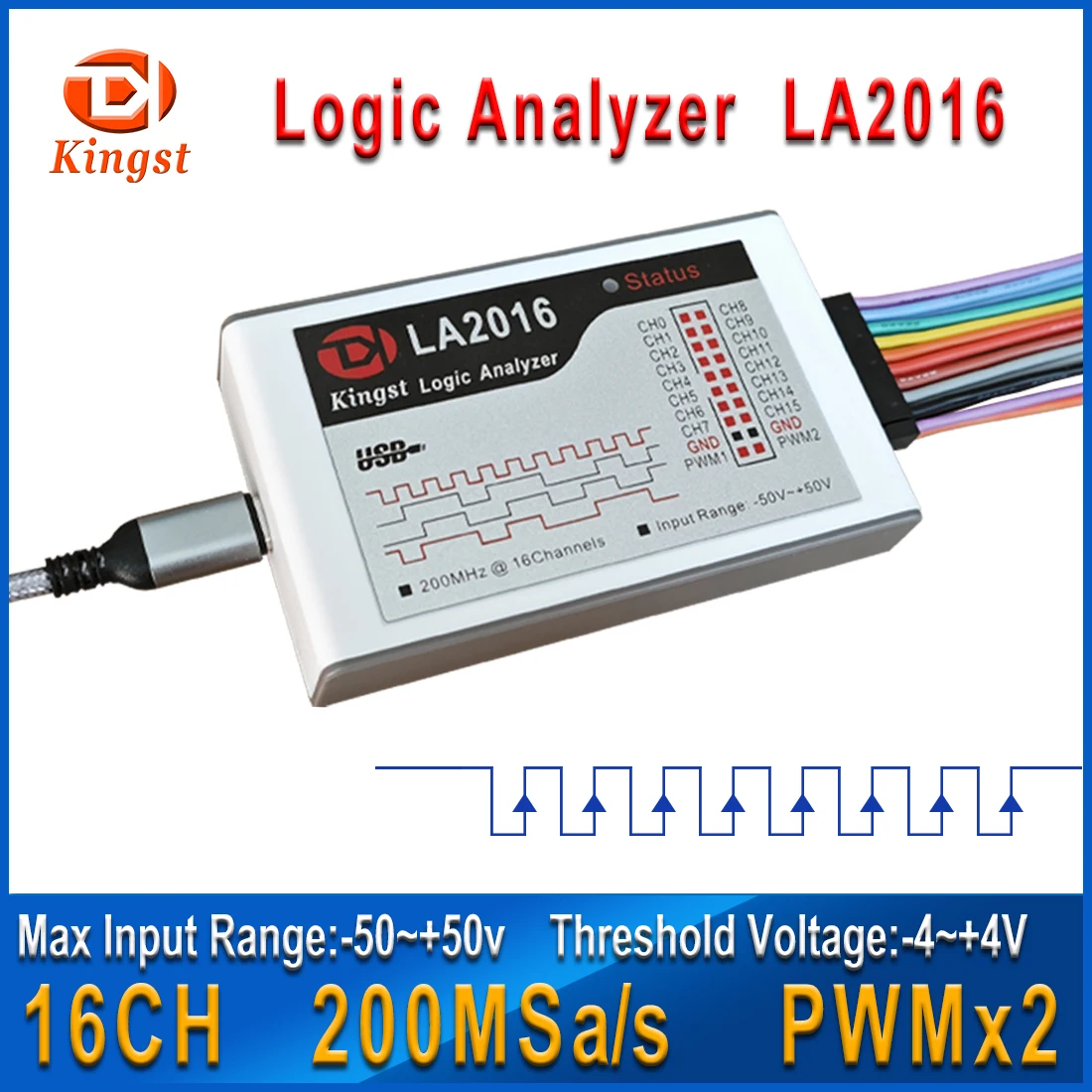 Kingst LA2016 USB Logic Analyzer 200M max probe rate,16 Kanäle, 10B proben, MCU,ARM,FPGA debugging-tool