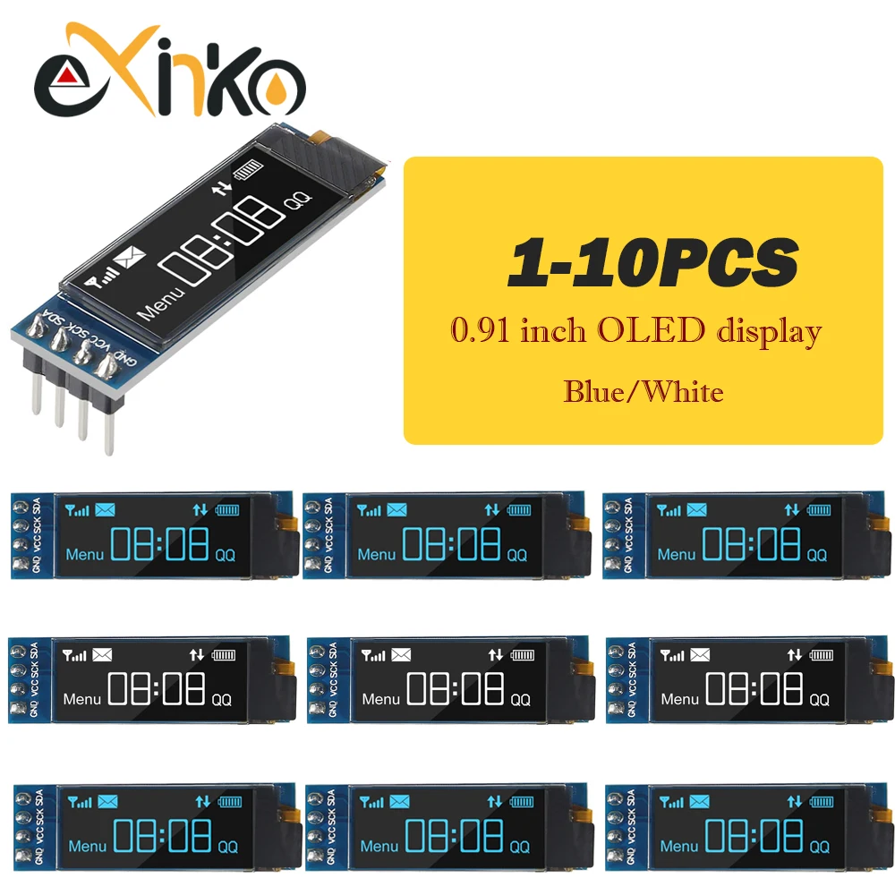 0,91 Zoll OLED-Display-Modul Weiß/Blau OLED 128X32 LCD LED-Display SSD1306 12832 0,91 IIC I2C Kommunikation