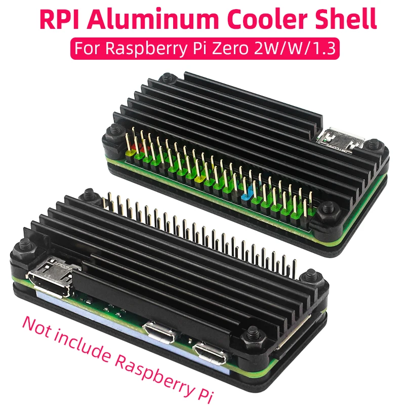 Raspberry Pi Zero 2 W Aluminium-Kühlgehäuse, gepanzertes Gehäuse mit Silikon-Pad, Passibe-Kühlkörper für Pi