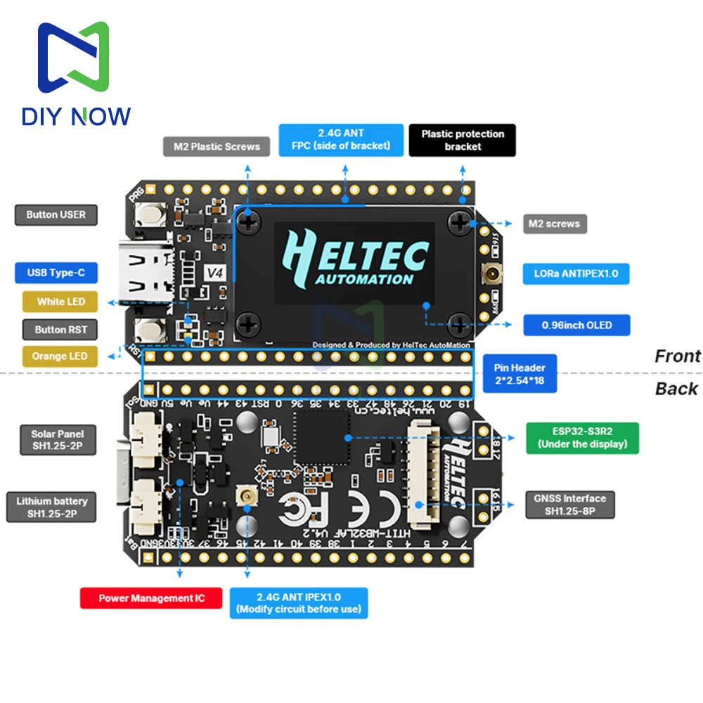 Heltec LoRa 32 V4 Meshtastic GPS ESP32 SX1262 0,96-Zoll OLED – Bild 2