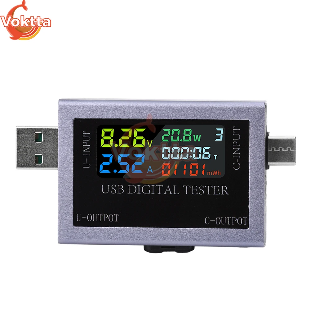 Dual USB Typ-C Tester DC 4,5-50V 0-8A Multifunktions-Digitalanzeige – Bild 5