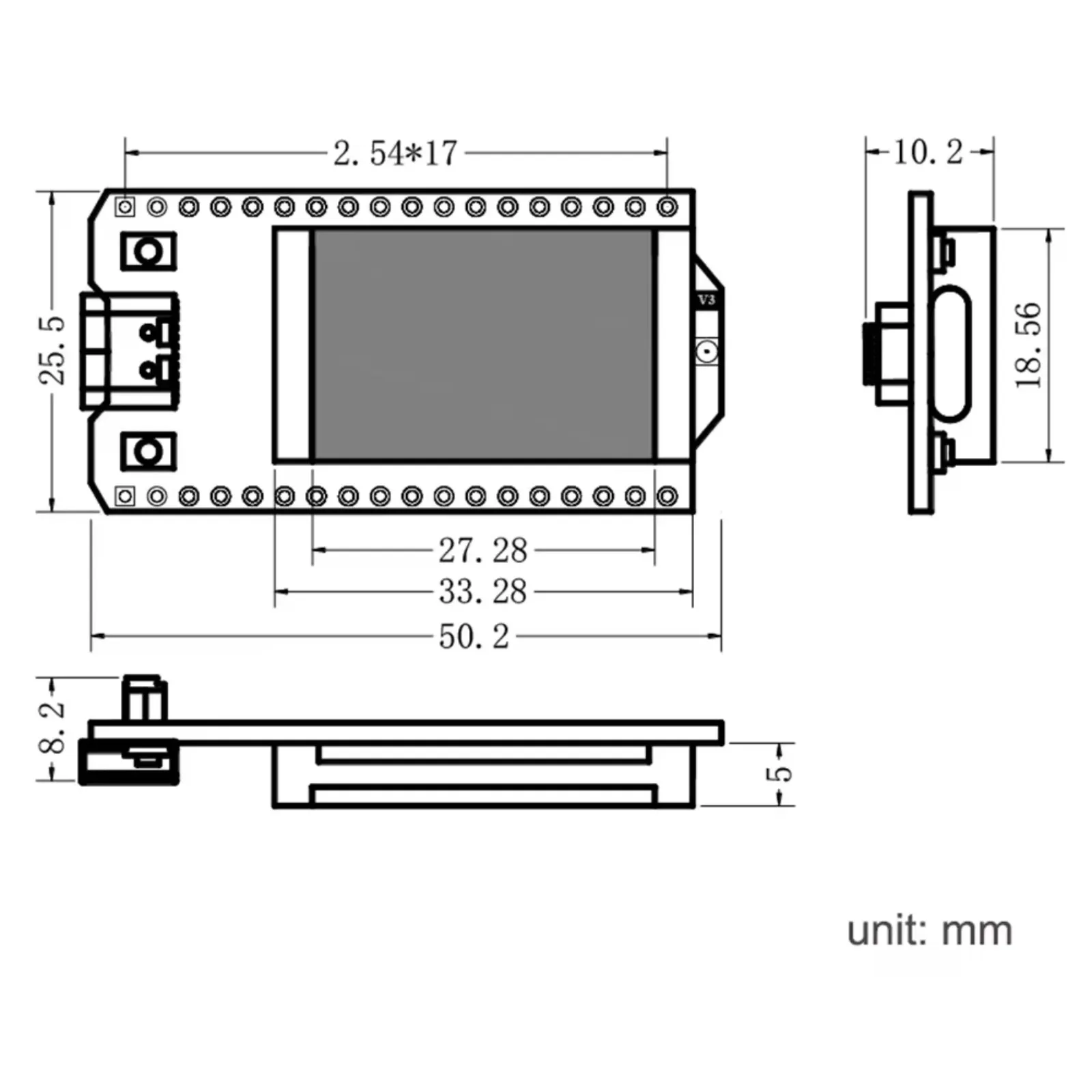 0,96 Zoll Heltec LoRa32 V3 868 MHz/915 MHz Entwicklungsboard SX1262 0,96 Zoll OLED WiFi BLE LoRa Kit für Smart