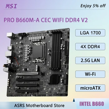 INTEL B660 Mainboard MSI PRO B660M-A CEC WIFI DDR4 V2 LGA 1700 Unterstützt 12./13./14. Generation I3-12100F