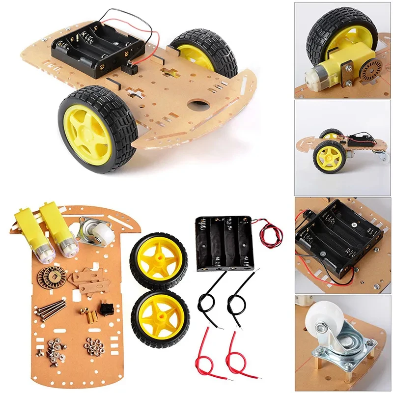 Smart Roboter Auto 2WD Motor Chassis/Tracing Fernbedienung Zwei-rad Antrieb Drei-rad Universal Rad Teile