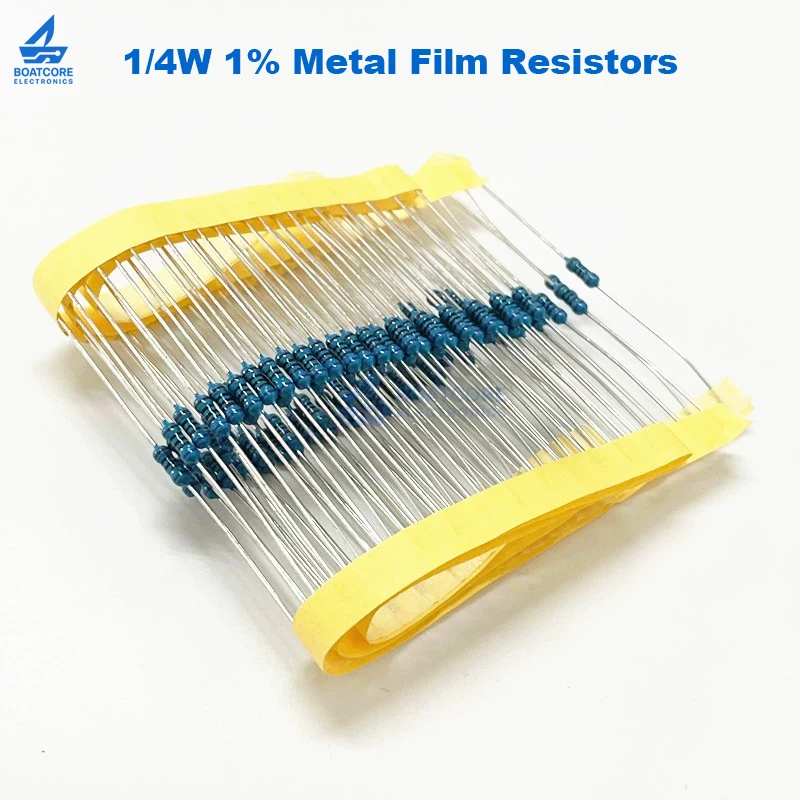 1/4W 1% Metallschichtwiderstände Sortiertes Kit 0Ω-10MΩ 100R 220R 1K 1,5K 2,2K 4,7K 10K 22K 47K (100 Stück)