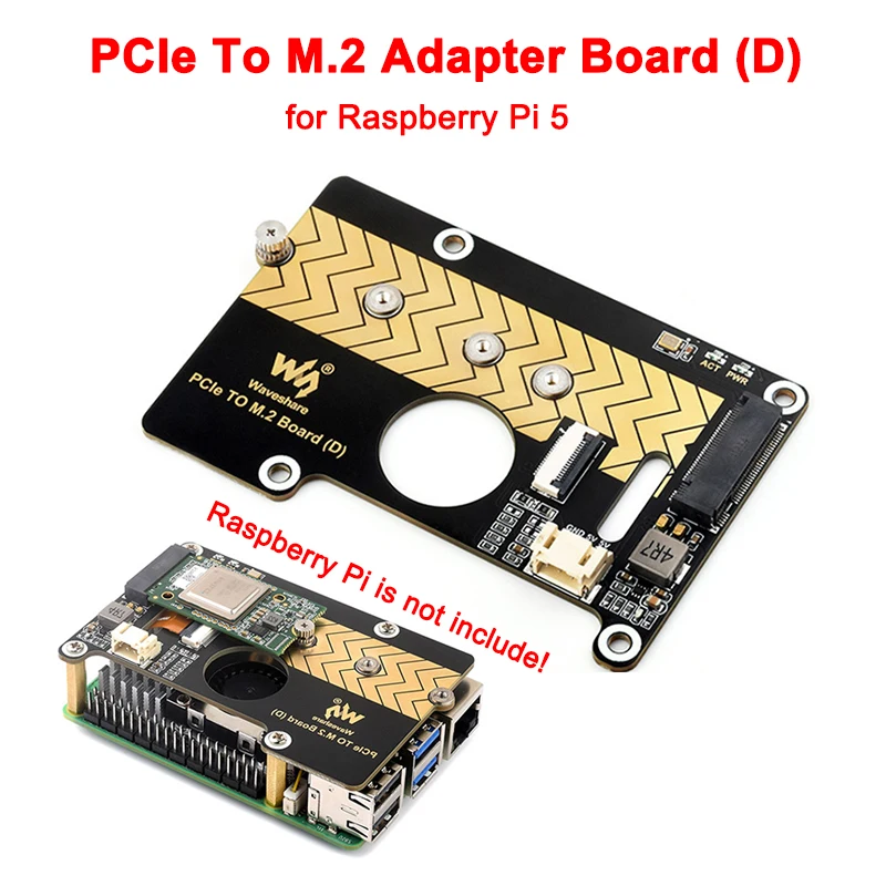 Raspberry Pi 5 PCIe auf M.2 Adapterplatine (D) NVMe M.2 SSD 2280/2260/2242/2230 Größe Gen2 Gen3 Unterstützung