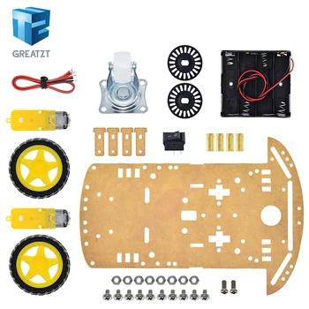 GREATZT Neues Motor-Smart-Roboterauto-Chassis-Kit mit Geschwindigkeitsencoder, Batteriekasten, 2WD für Arduino