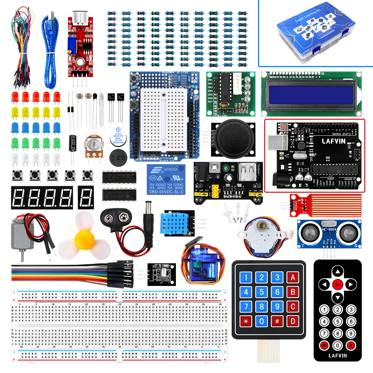 Lafvin Super Starter Kit für Arduino Uno Set R3 Steck brett/Schrittmotor/SG90 Servo / 1602 LCD/Überbrückung