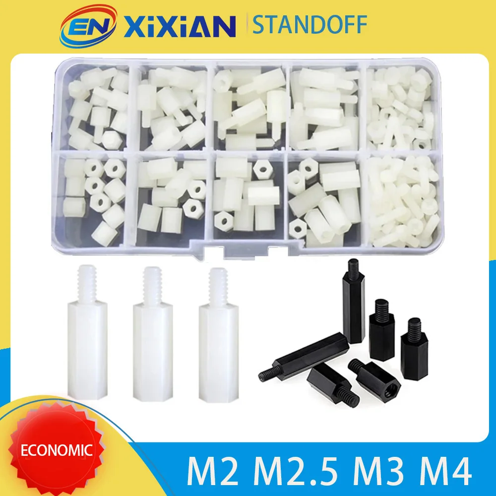 M2 M2,5 M3 M4 Schwarz Weiß Sechskant Nylon Abstandshalter Spalte PCB Motherboard Bolzen Kunststoff Abstand