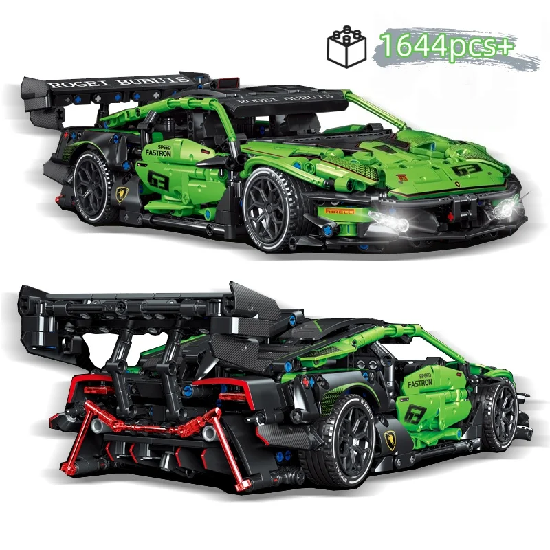 MOC Technische Grüne Racing Auto Bausteine Set Modell Kit DIY Montage Ziegel STEM Pädagogisches Spielzeug
