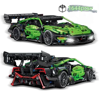 MOC Technische Grüne Racing Auto Bausteine Set Modell Kit DIY Montage Ziegel STEM Pädagogisches Spielzeug