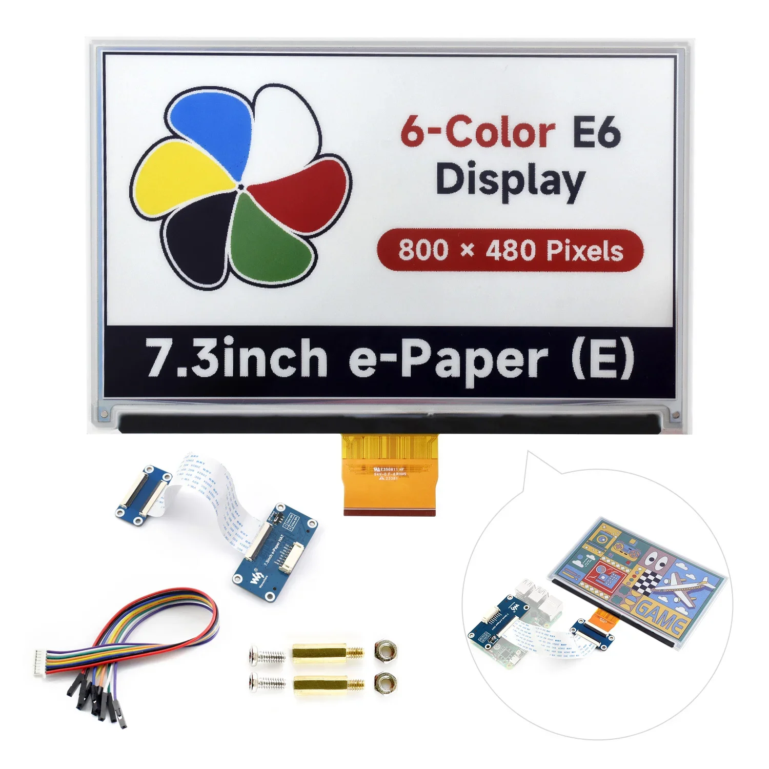7,3 Zoll 6-Farben E-Paper 800×480 Waveshare ​ E-Ink-Display – Bild 6
