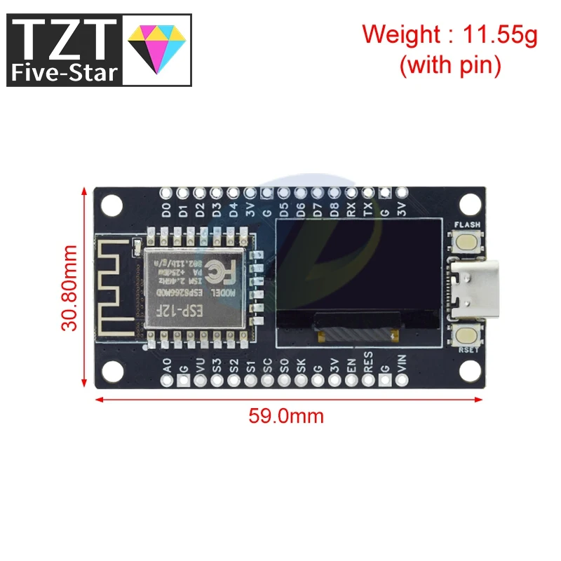 Nodemcu esp8266 v3 entwicklungs board mit 0,96 zoll oled display ch340 – Bild 2