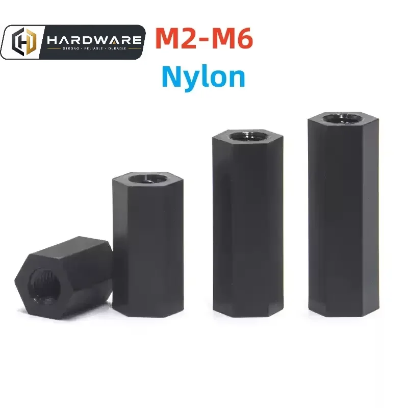 M2 M2.5 M3 M4 M5 M6 Schwarze Nylon-Sechskant-Abstandshalter-Säule Flache