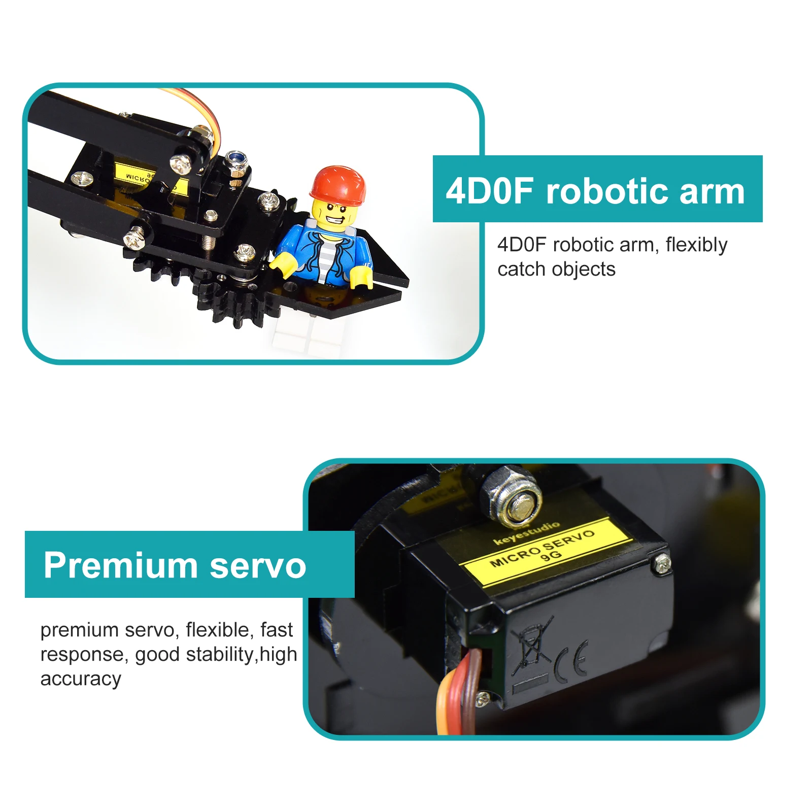Keyestudio STEM 4DOF Roboterarm-Kit, mechanischer Arm, Klauen-Kit – Bild 5