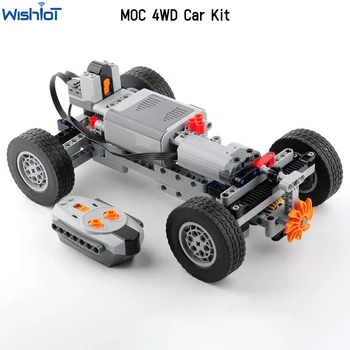 MOC 4WD Fernbedienung Auto Chassis Kit mit 62,4*20mm Rad Allradantrieb Technisches Auto M Motor Servomotor AA