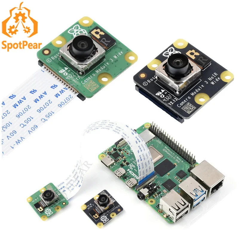 Raspberry Pi Kameramodul 3 Autofokus-Kameramodul 12 MP hochauflösend IMX708 75 ° /120 ° FOV IR/NoIR