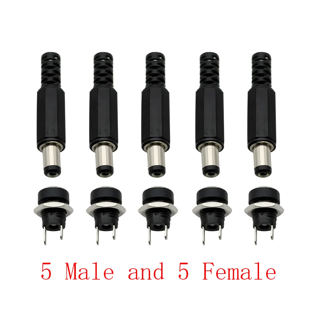 5,5x2,1mm DC Power Männlich Weiblich Buchse Adapter 12V 5,5*2,1mm DC Netzteil Stecker Jack schraube Mutter