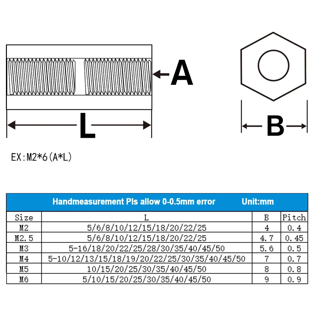 M2 M2.5 M3 M4 M5 M6 Nylon-Isoliersäulen mit Innengewinde – Bild 2