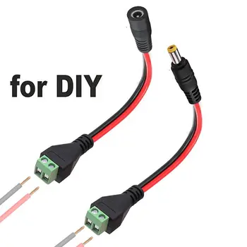 DC 5,5mmx2,1mm Schraubklemmenadapter Stromverlängerungskabel DC auf 2-Pin Lötfreier Steckverbinder