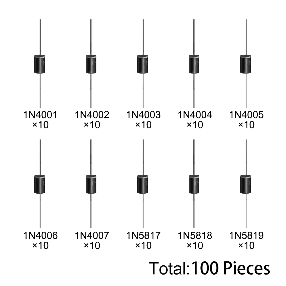 10 Werte Gleichrichterdiode Sortiment 1N4001 1N4002 1N4003 (100 Stück) – Bild 6