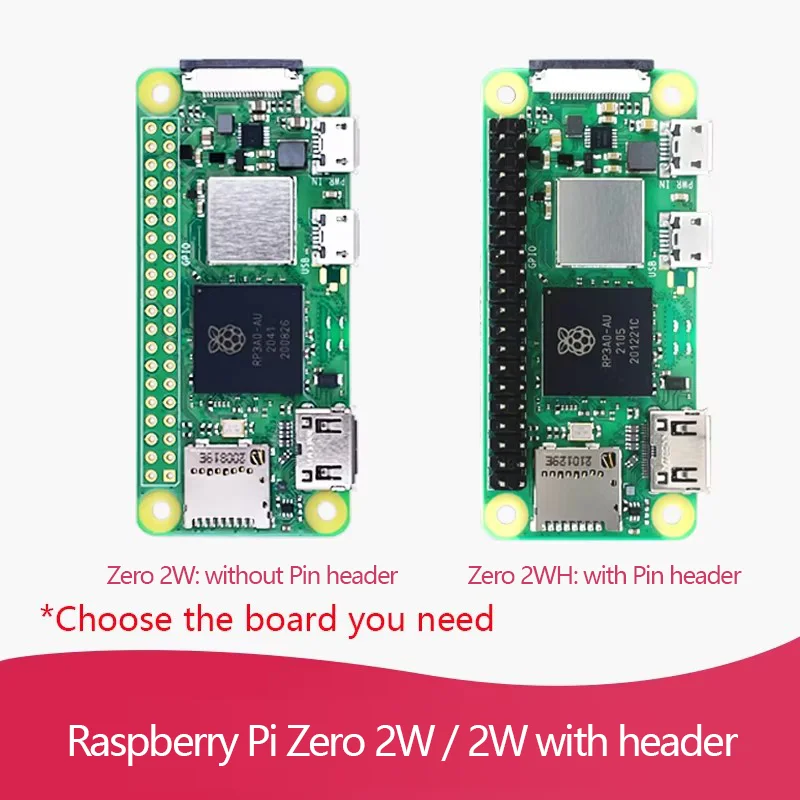 Raspberry Pi Zero 2W 1GHz Quad-Core 64-Bit Arm Cortex-A53 CPU 512 MB SDRAM Bluetooth BLE&WiFi Pi 0 2 W mit Pin