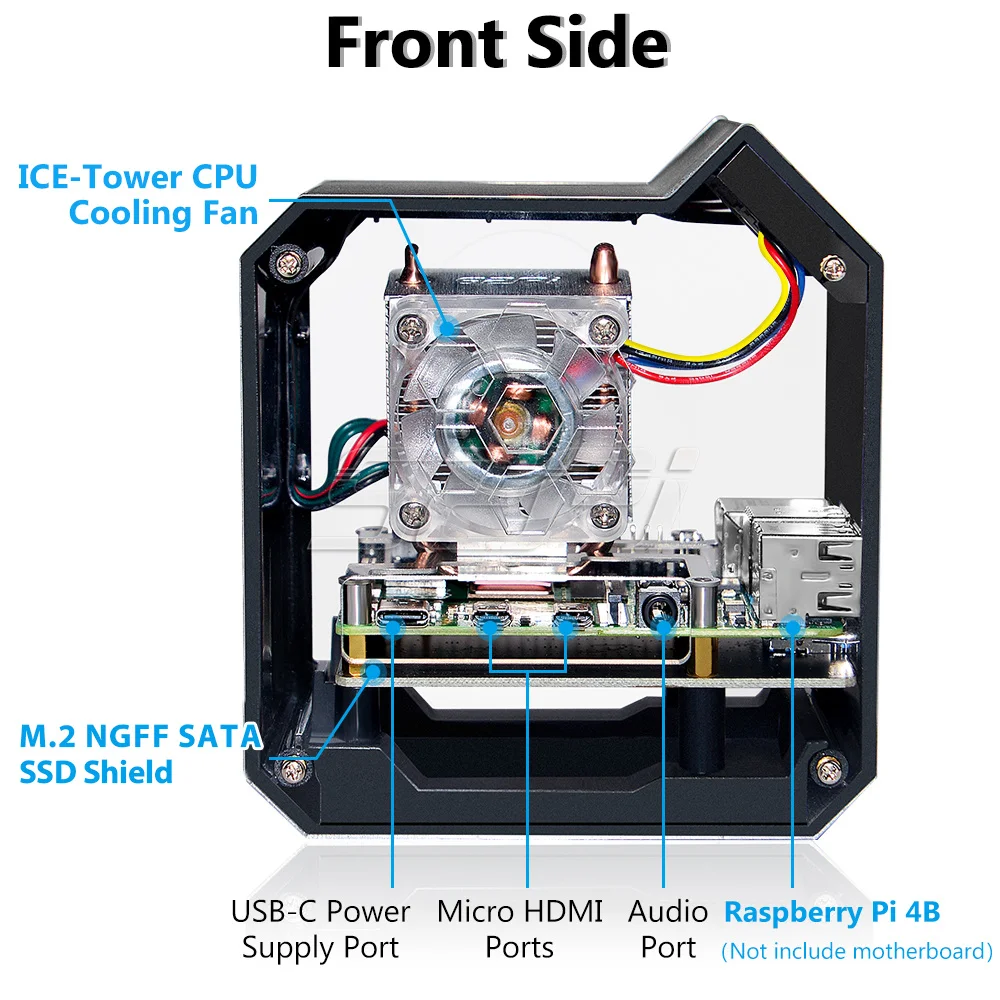 52pi Raspberry Pi 4 Modell b abs Mini Tower Nas Kit mit Eisturm 0,96 – Bild 5