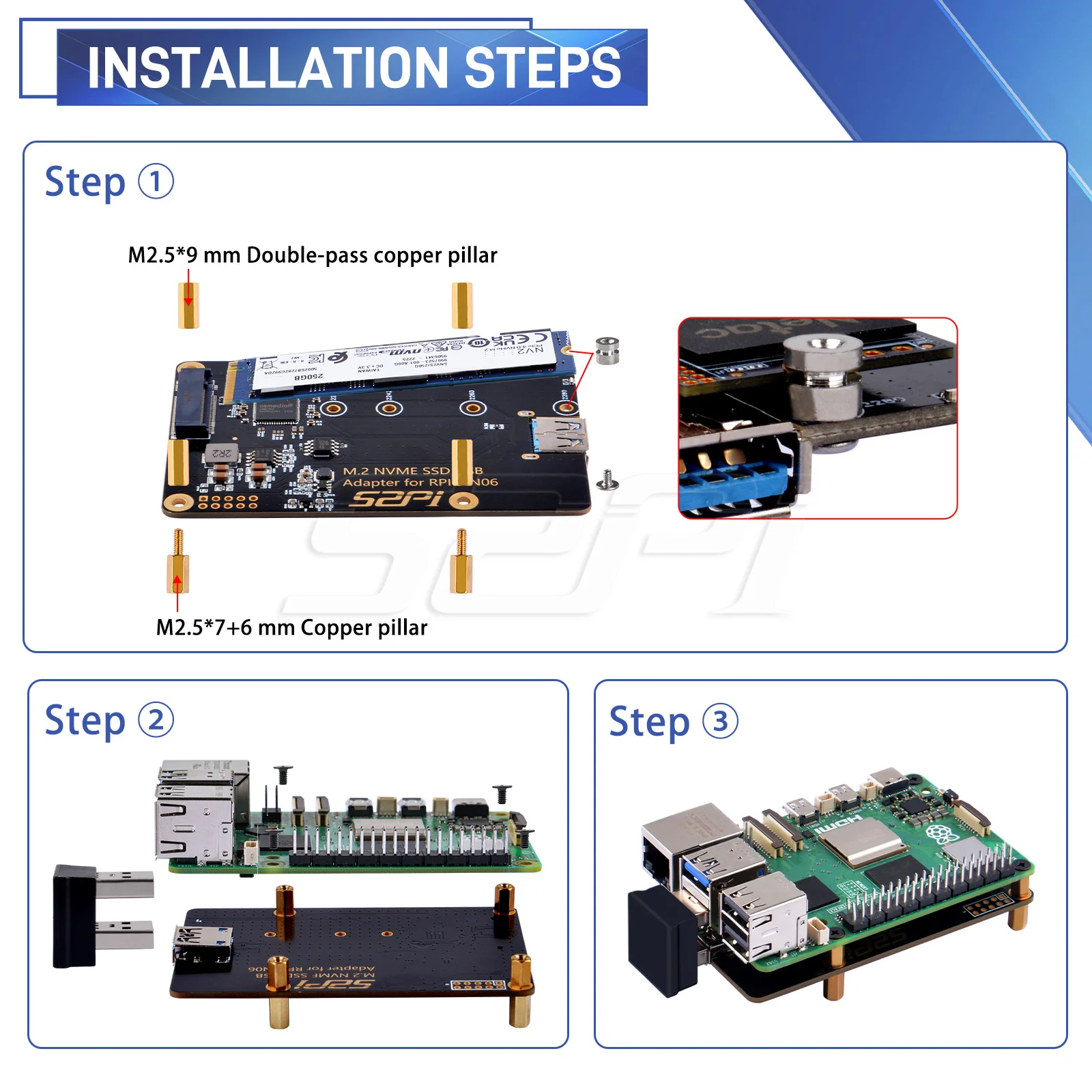 52Pi N06 M.2 NVME SSD USB-Adapter für Raspberry Pi 5 – Bild 6