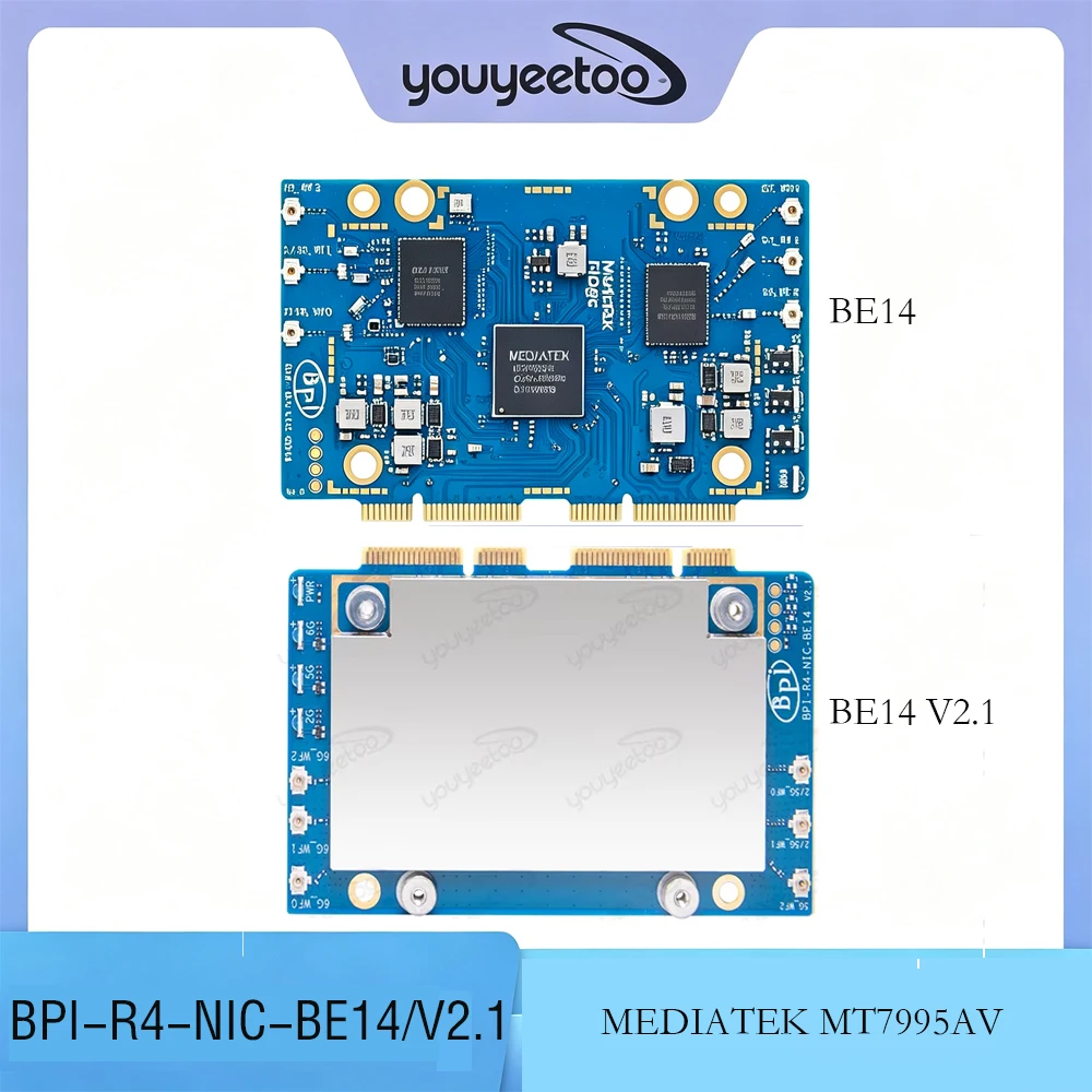 Banana Pi BPI-R4-NIC-BE14 WiFi 7 Modul MediaTek MT7995AV Chipsatz RISC-V MCU 2 PCIe 3.0 Schnittstelle 2-Lane 6