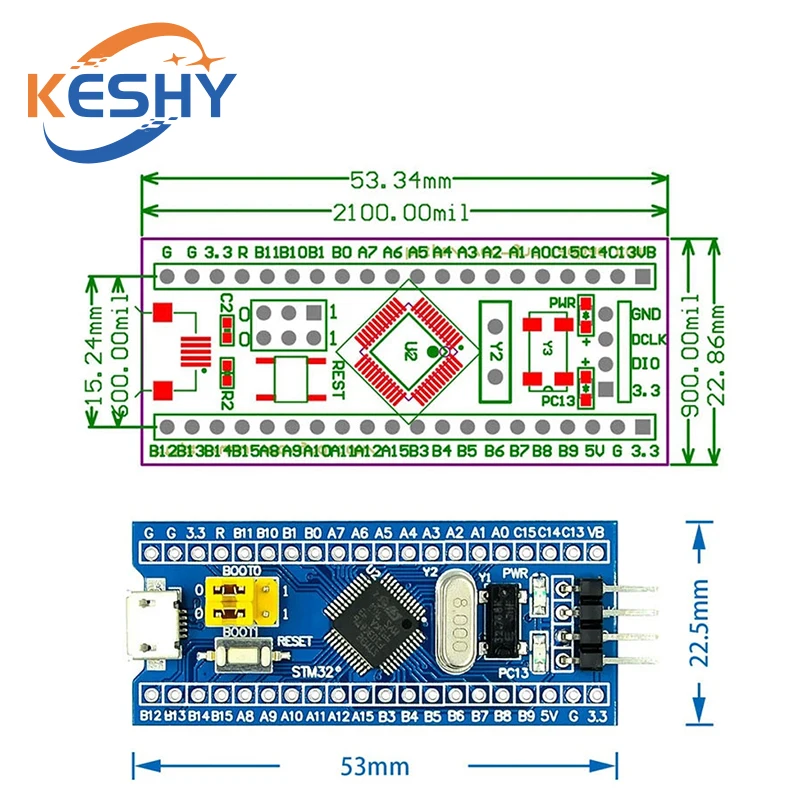 STM32F103C6T6 STM32F103C8T6 ARM STM32 Minimum System Development Board – Bild 4