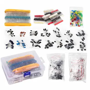 Starter-Set für elektronische Komponenten, Widerstand, Kondensator, LED-Diode, Transistor (1500 Stück)