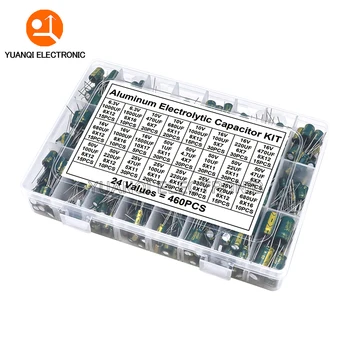 24 Werte Hochfrequenz-Low-Esr-Aluminium-Elektrolytkondensator-Kit 6,3 V-50V 1uf-1500uf Kapazität (460 Stück)