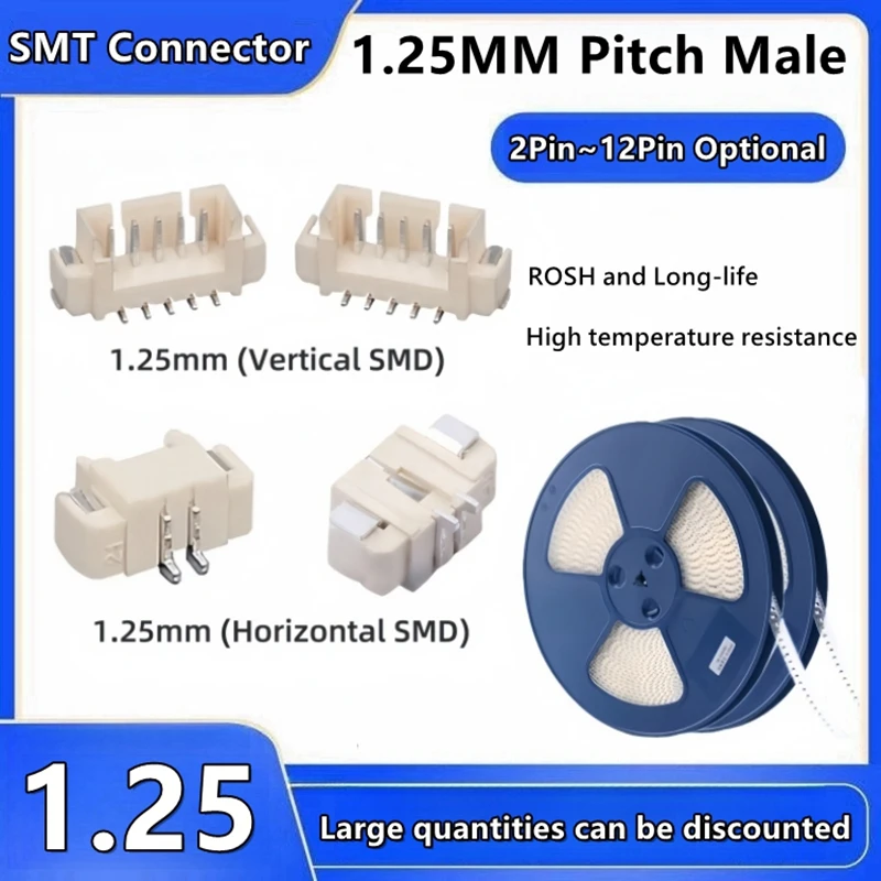 JST Pitch 1,25 mm Stecker Pin Header Buchse vertikal SMD (20 Stück) – Bild 2