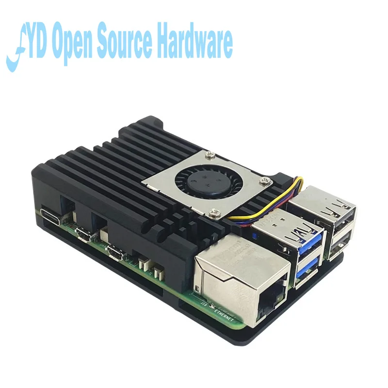 Raspberry Pi 5 Aluminium gehäuse Metalls chale mit Lüfter Silikon – Bild 4