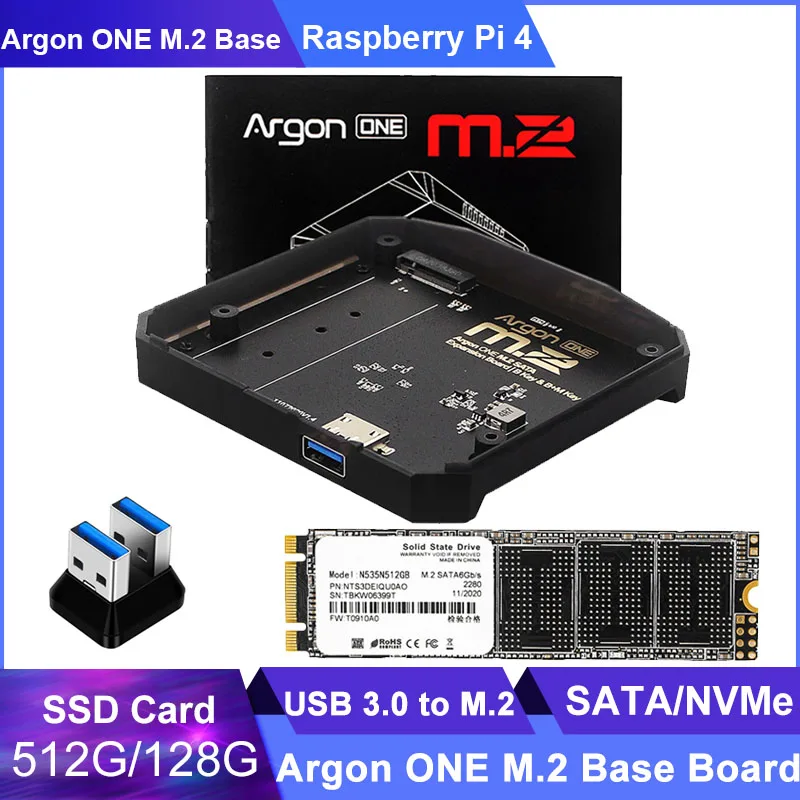 Raspberry Pi 4 Argon EINE M.2 Expansion Board USB 3,0 zu M.2 SATA M.2 SSD SSD Nvme M2 512G 128G Adapter Basis