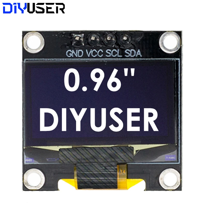 0,96 Zoll OLED-Displaymodul I2C IIC Seriell Weißer Bildschirm 128x64 SSD1306 Treiberplatine Kompatibel