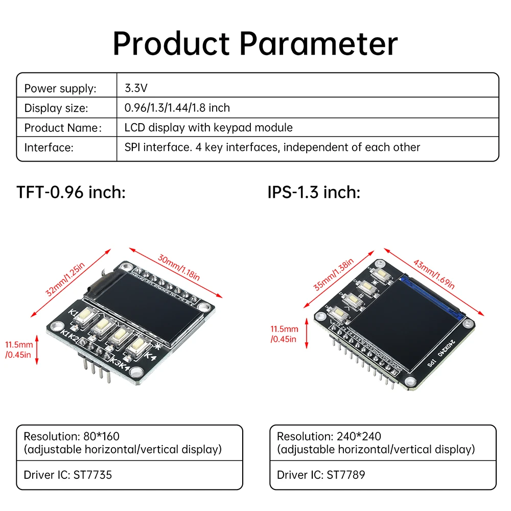 0,96/1,3/1,44/1,8 Zoll TFT IPS Farbbildschirm LCD-Anzeigemodul mit 4 – Bild 5