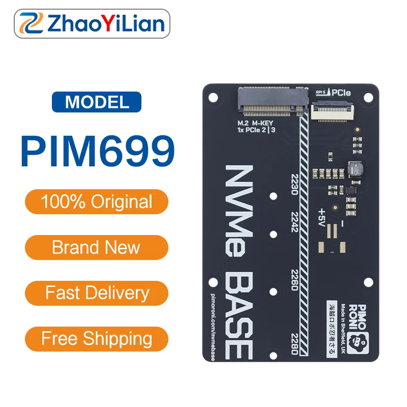 PIM699 Pimoroni NVMe Basis-Erweiterungskit Raspberry Pi5 M.2 NVMe SSD Schnittstellenkarte
