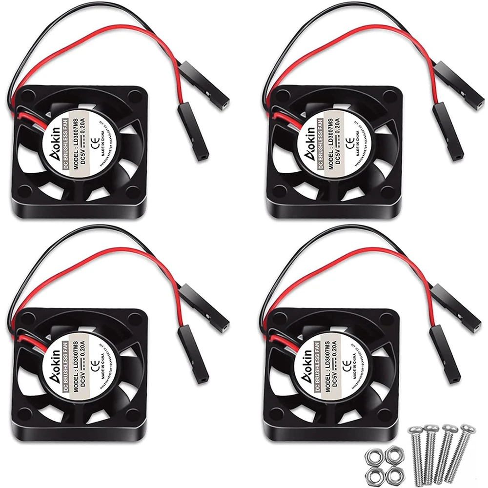 3007 Lüfter für Raspberry Pi 5 Kühler Pi Bürstenloser Kühlgehäuselüfter 30 mm 1,18 Zoll 3,3 V 5 V DC (4 Stück)