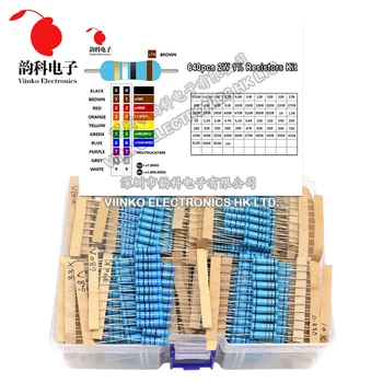 2 W Metallschichtwiderstandsset 1 % 0,33 R - 1 M Ohm 64 Werte x 10 Stück Widerstandsset (640 Stück)