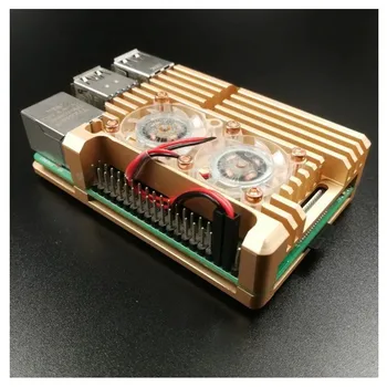 Raspberry Pi 4/3 Aluminiumgehäuse mit Dual-Lüfter, Metallgehäuse, schwarzes Gehäuse für RPI Raspberry Pi