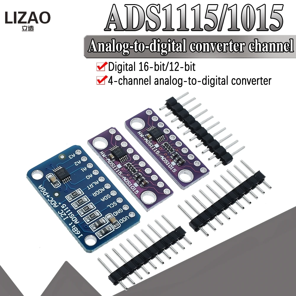 16 Bit I2C ADS1115 ADS1015 Modul ADC 4 Kanal mit Pro Gain Verstärker 2,0 V bis 5,5 V für Arduino RPi