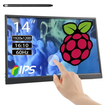 14 Zoll Touchscreen-Monitor für Raspberry Pi 5/4B/3B+3B, IPS-Display Touchscreen, FHD 1200P, 60Hz HDMI USB-C